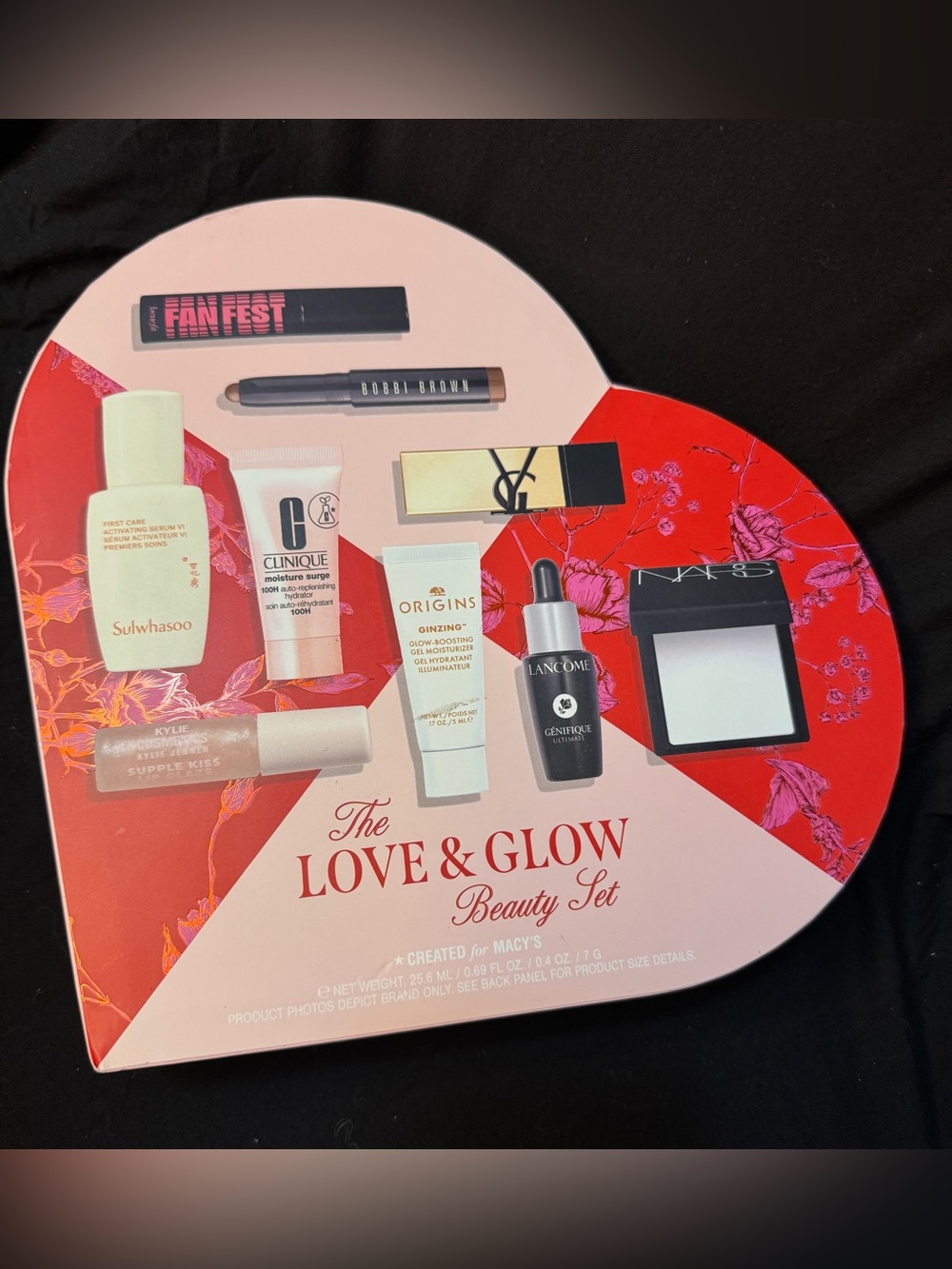 Macy's The Love & Glow Beauty Set – Red and Pink Heart Box